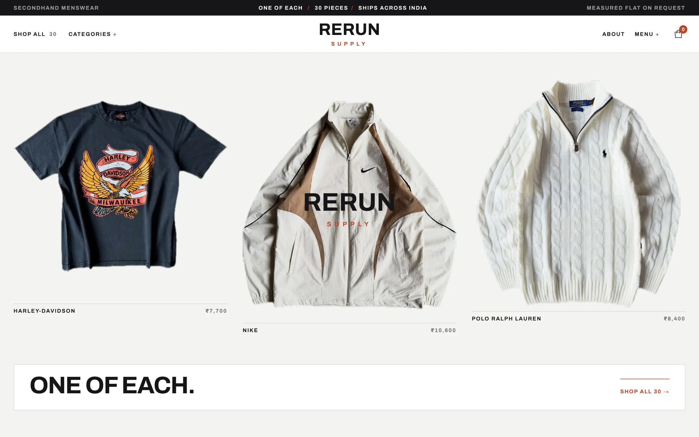 Rerun Supply concept homepage on desktop
