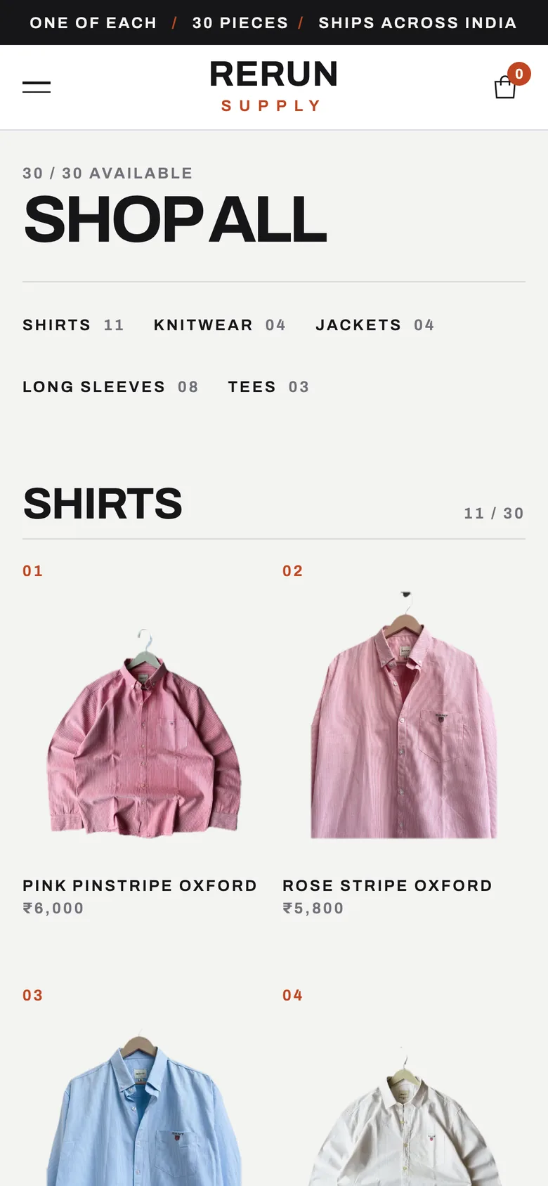 Rerun Supply shop page on mobile