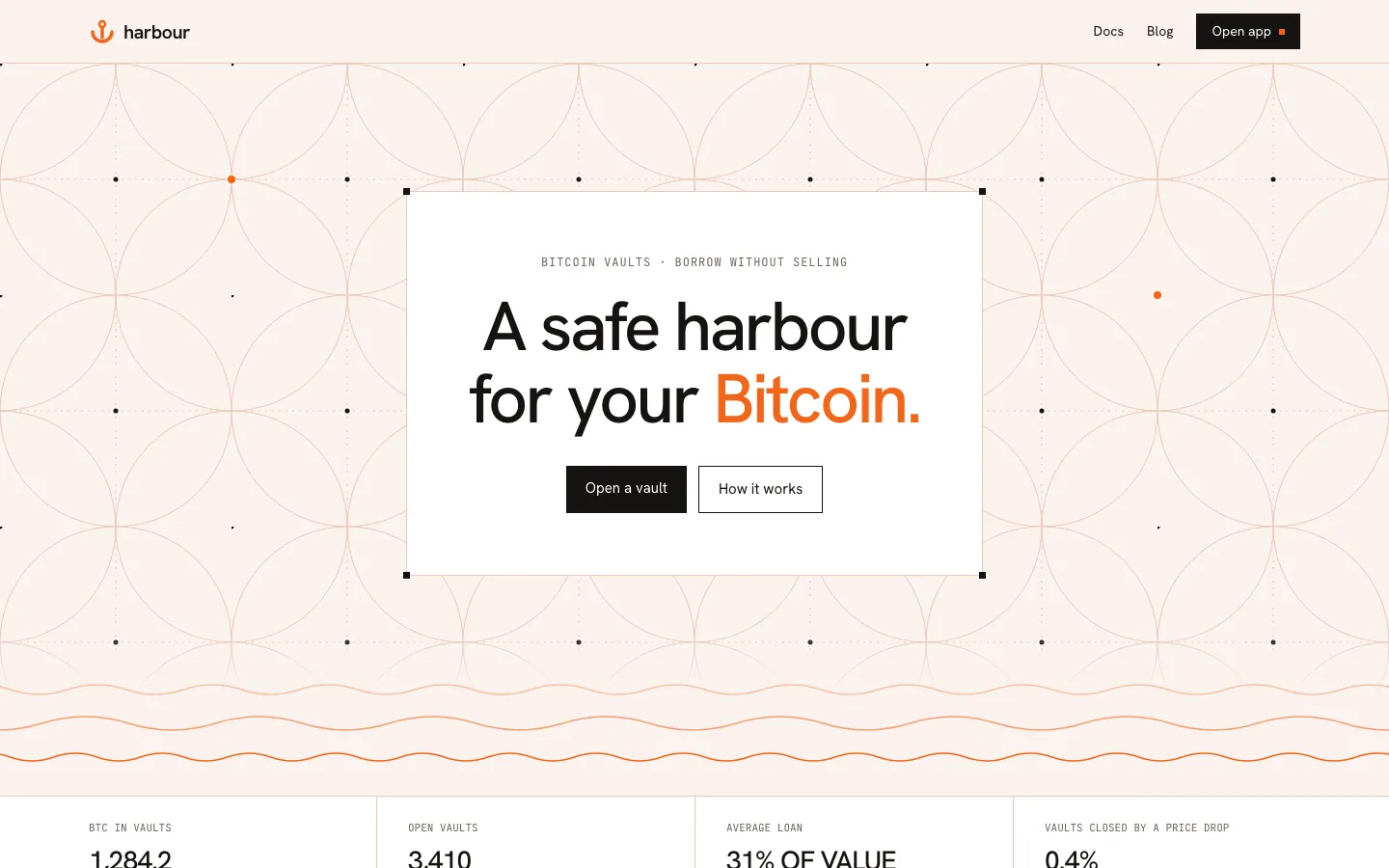 Harbour, bitcoin defi protocol landing page concept