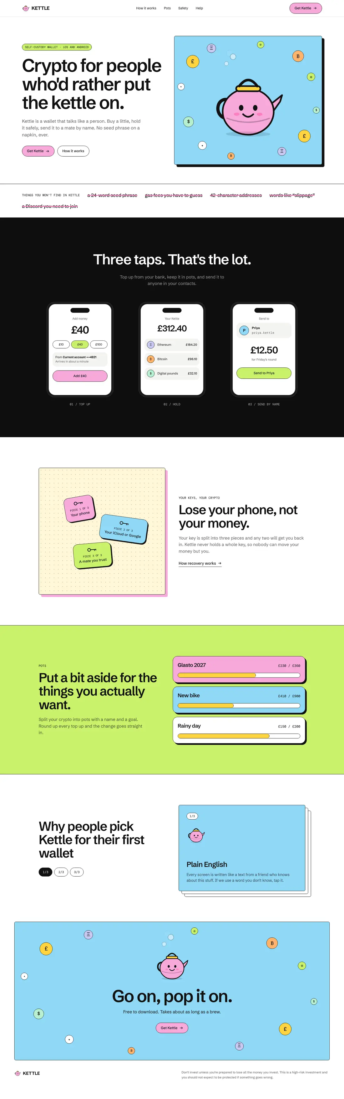 Kettle landing page concept, full page