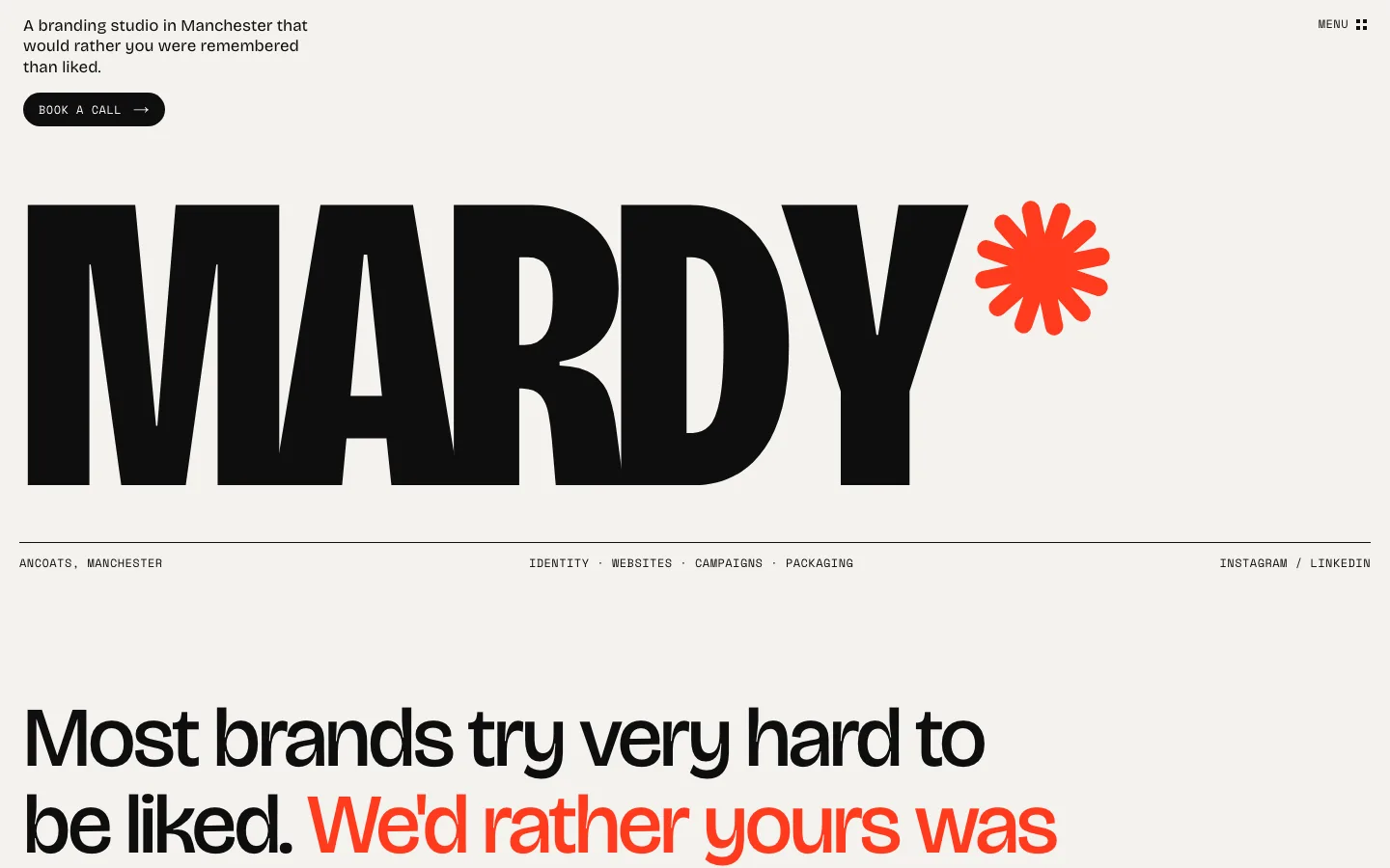 Mardy, creative studio landing page concept