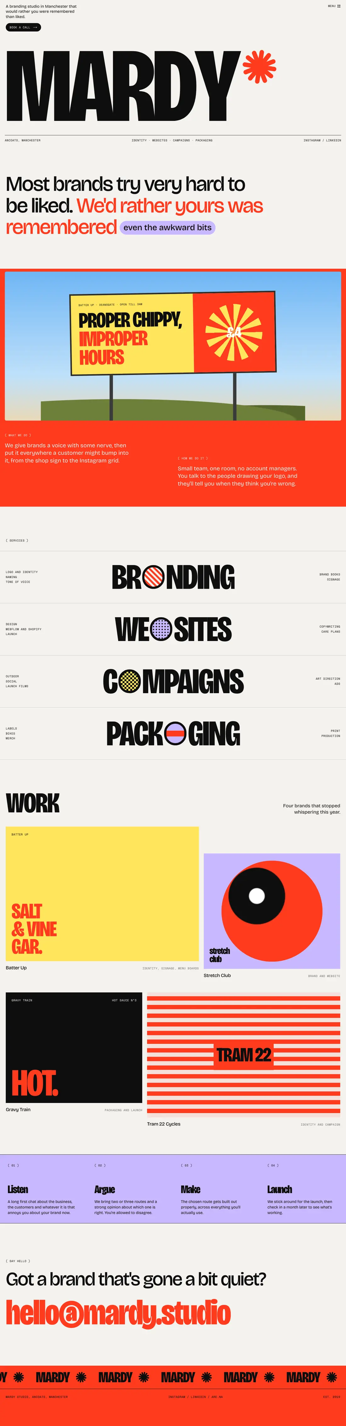 Mardy landing page concept, full page