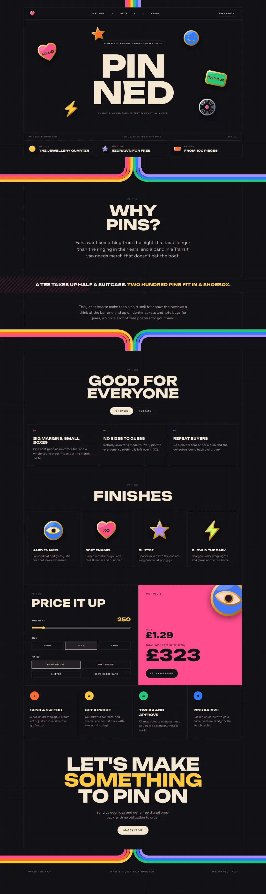 Pinned landing page concept, full page