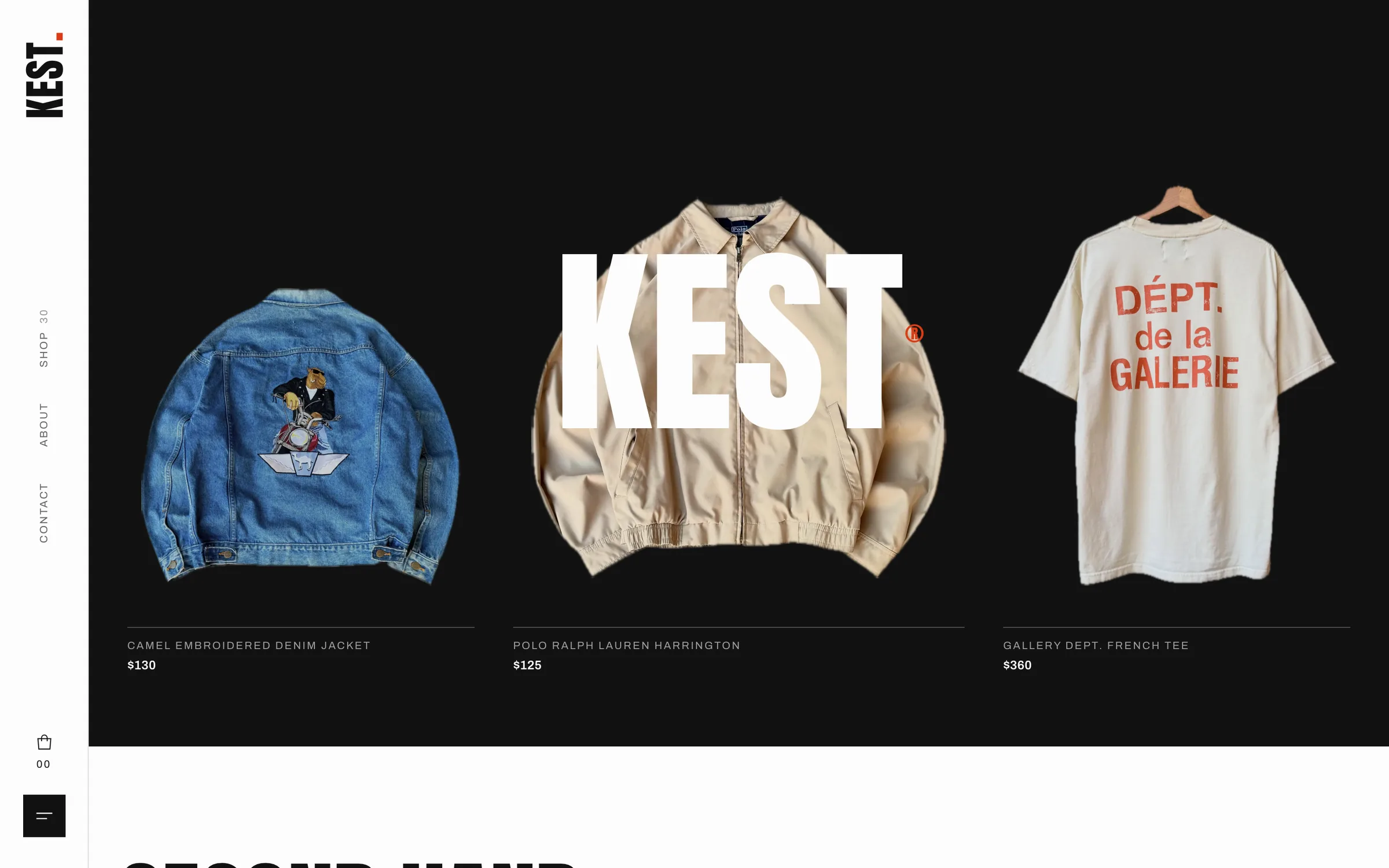Kest concept homepage on desktop