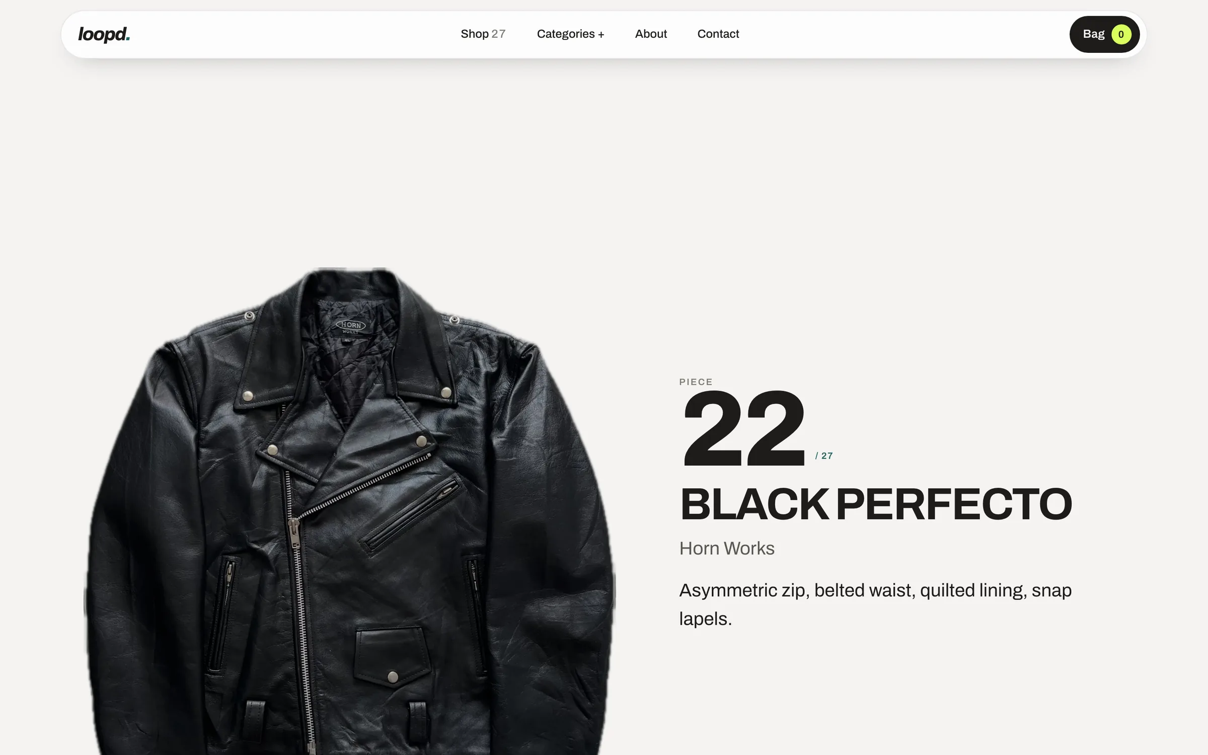Loopd product page on desktop