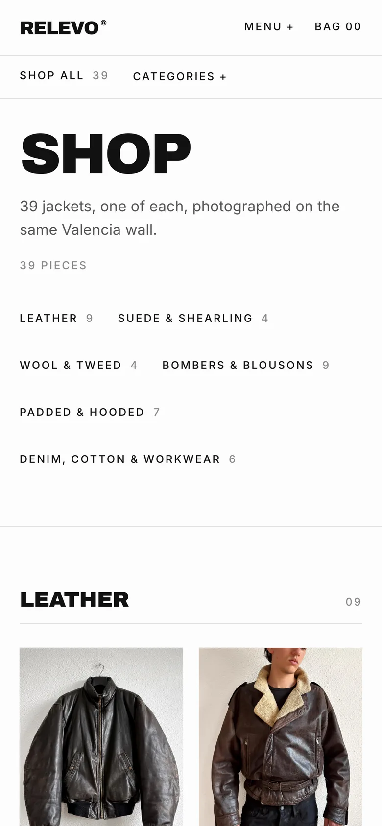 Relevo shop page on mobile