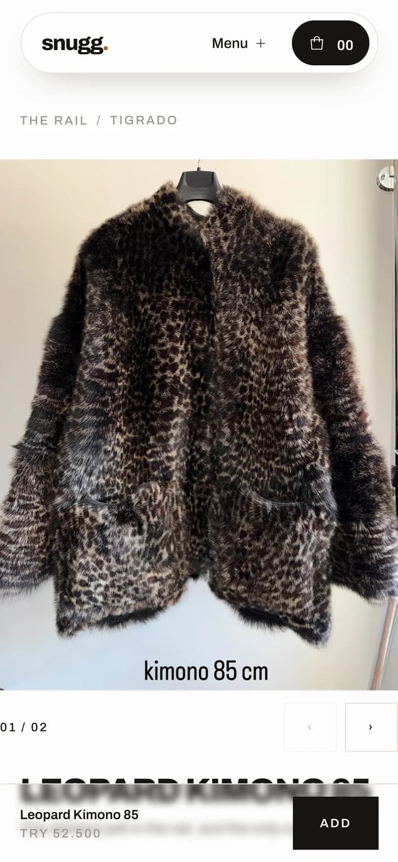 Snugg product page on mobile
