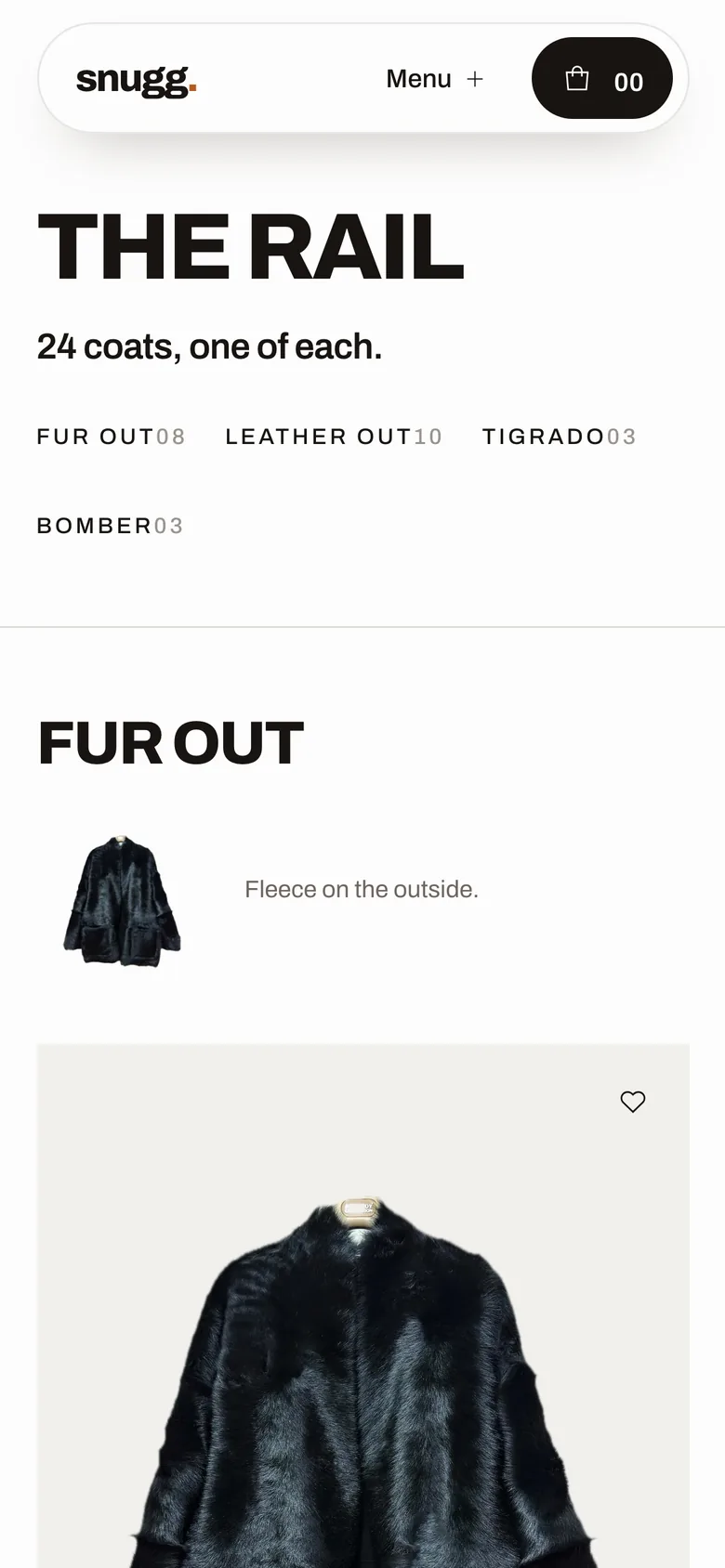 Snugg shop page on mobile